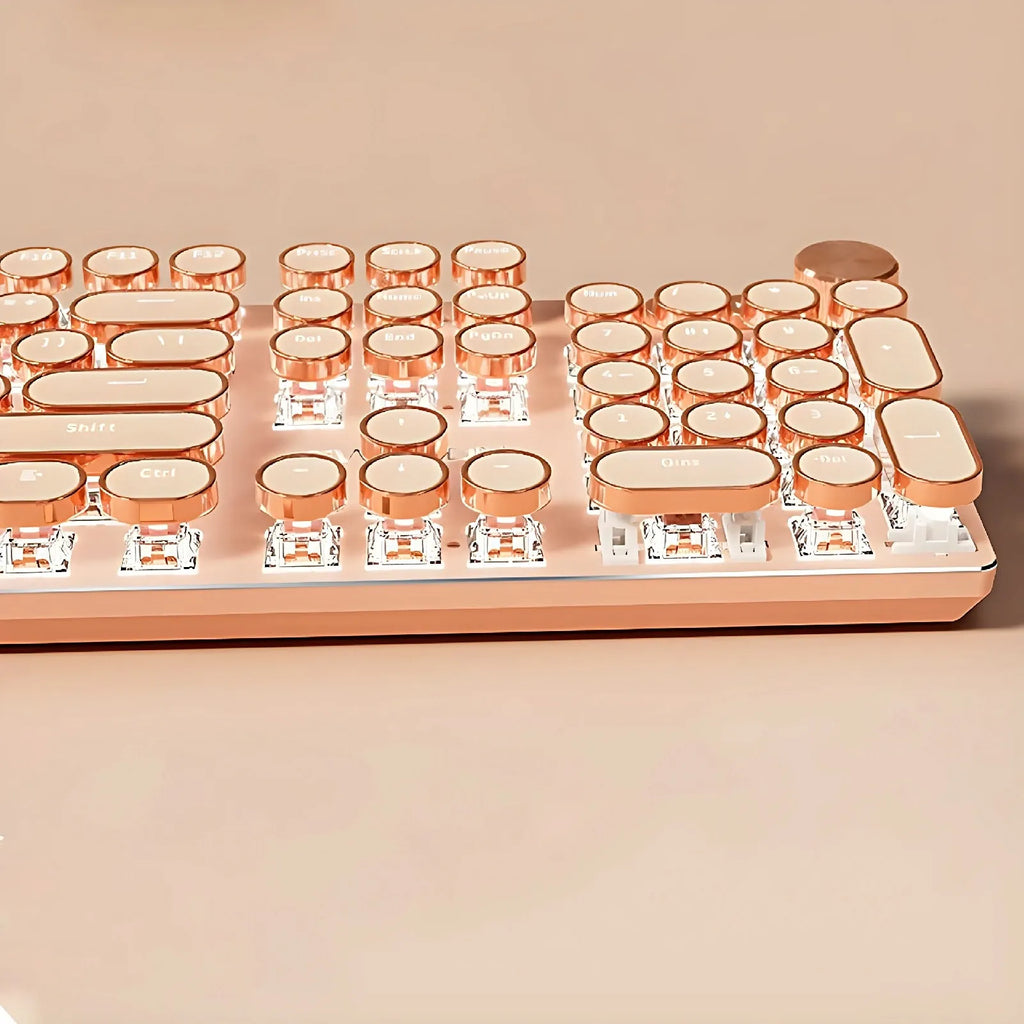 Retro Typewriter Bluetooth Keyboard and Mouse Set 2S – Milk Tea Cream