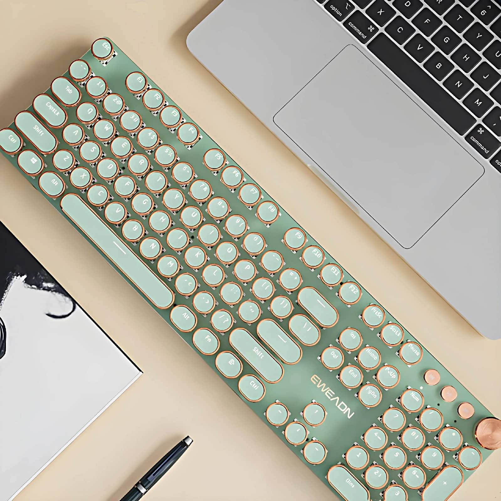 Retro Typewriter Bluetooth Keyboard 2S – Matcha Green