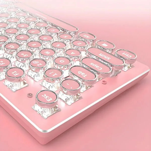 Retro Typewriter Bluetooth Keyboard 2 – Pink