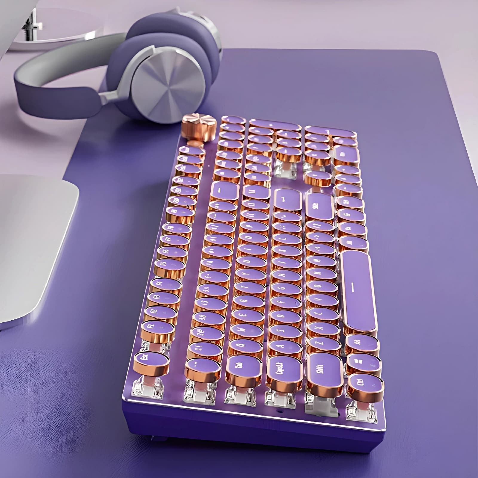 Retro Typewriter Wired Keyboard 2S – Lavender Purple