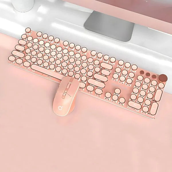 Retro Typewriter Wired Keyboard and Mouse Set 2S – Milk Tea Cream