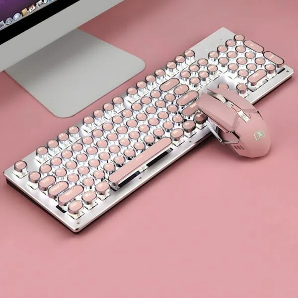 Retro Typewriter Wireless Keyboard and Mouse Set