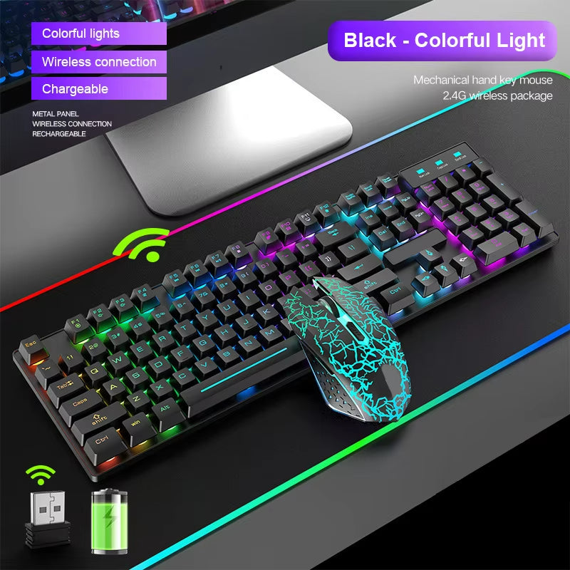 RGB Lighting Desktop Game Combo Set Home Mouse and Mechanical Keyboard with Wired Connection Keyboard and Mouse