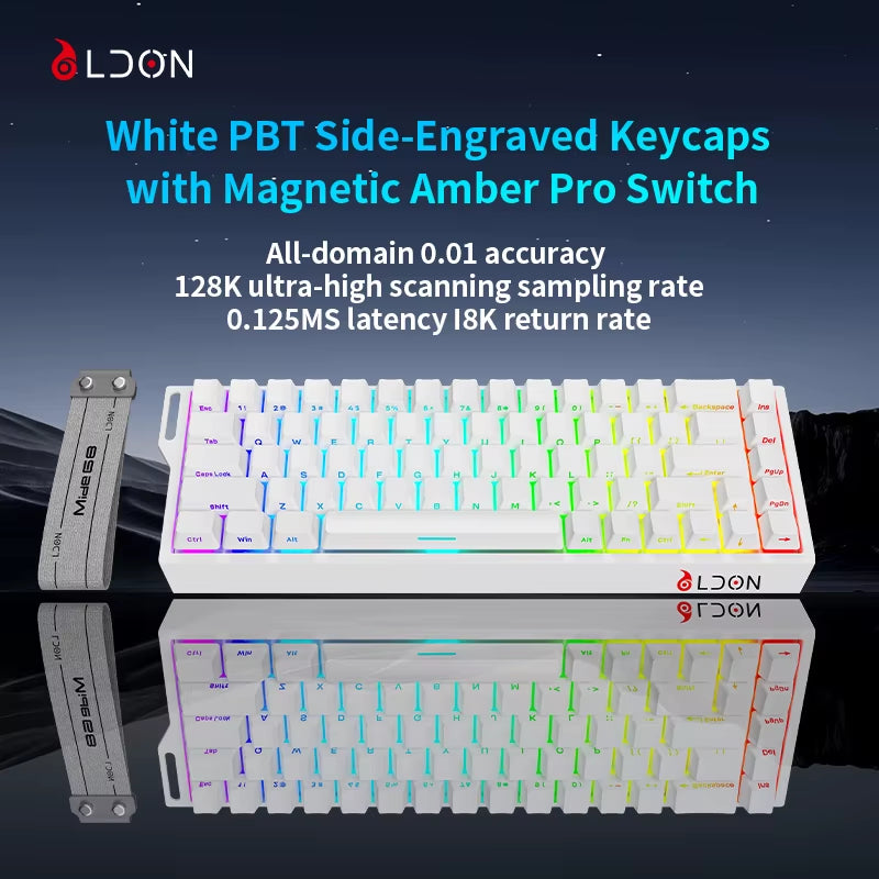 LDON 68 New Model RGB Wired Gaming Keyboard 8000Hz Magnetic Switch 68 Laser Keys for PC Desktop Mechanical Operation