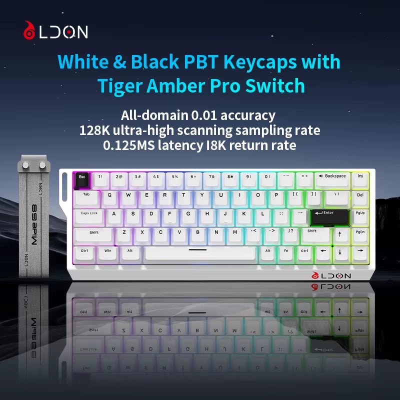 LDON 68 New Model RGB Wired Gaming Keyboard 8000Hz Magnetic Switch 68 Laser Keys for PC Desktop Mechanical Operation