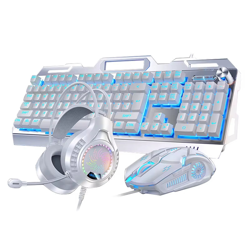 2025 New Arrivals Mechanical RGB Keyboard Mouse Headphone Combo Wired Desktop 104 Key Gaming Keyboard for Pc Computer case