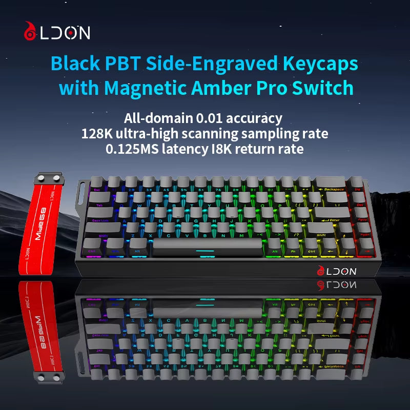 LDON 68 New Model RGB Wired Gaming Keyboard 8000Hz Magnetic Switch 68 Laser Keys for PC Desktop Mechanical Operation