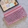 Classic Typewriter Bluetooth Keyboard with Stand – Pink